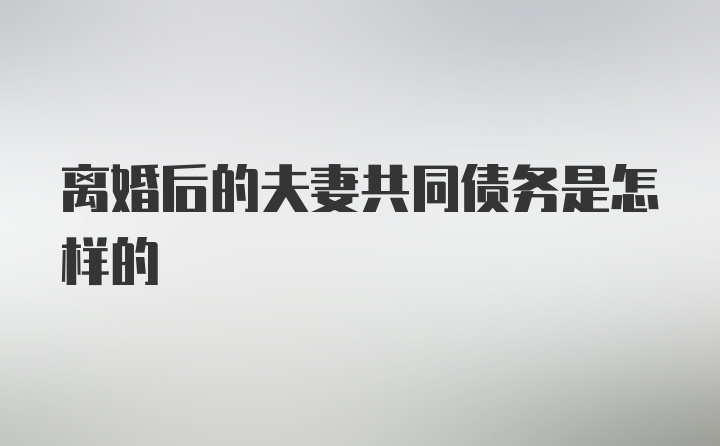 离婚后的夫妻共同债务是怎样的