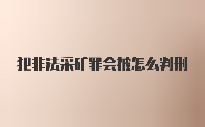 犯非法采矿罪会被怎么判刑