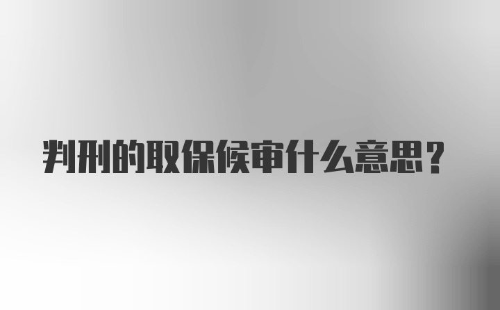 判刑的取保候审什么意思？