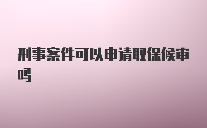 刑事案件可以申请取保候审吗