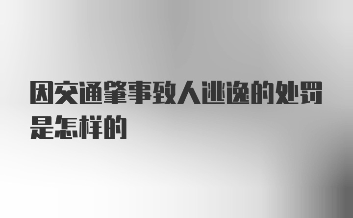 因交通肇事致人逃逸的处罚是怎样的