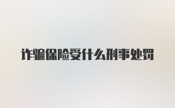 诈骗保险受什么刑事处罚