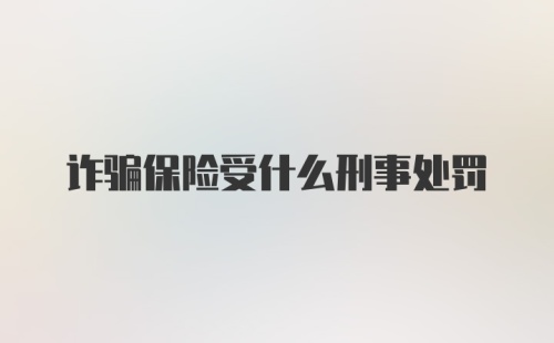 诈骗保险受什么刑事处罚