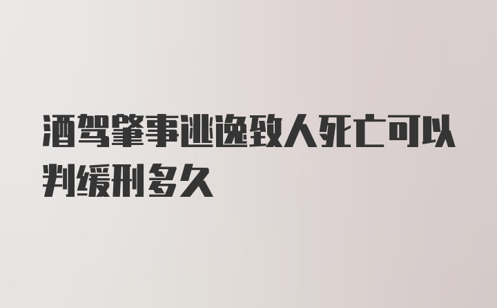 酒驾肇事逃逸致人死亡可以判缓刑多久