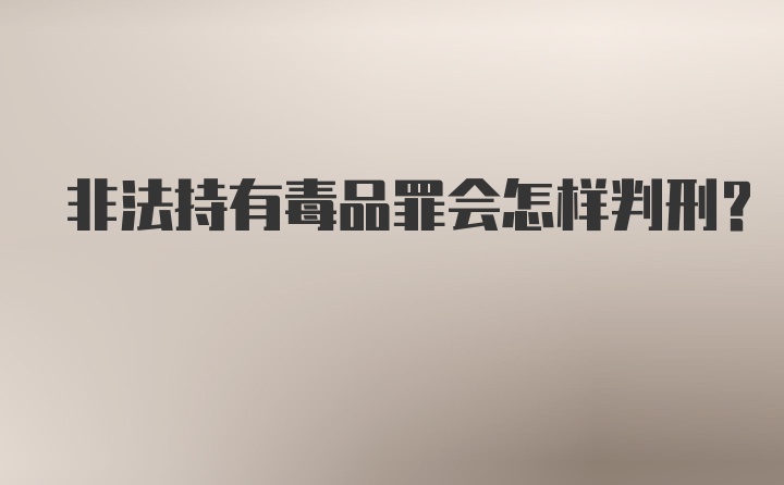 非法持有毒品罪会怎样判刑？