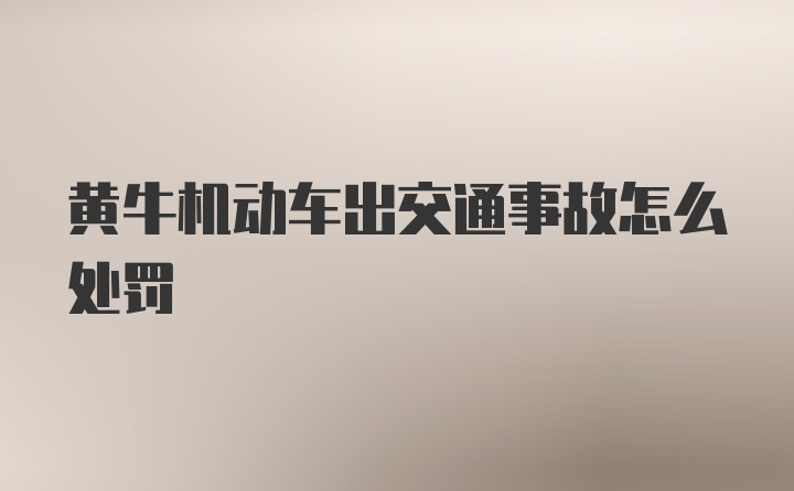 黄牛机动车出交通事故怎么处罚