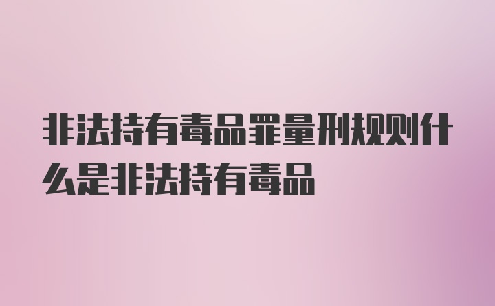 非法持有毒品罪量刑规则什么是非法持有毒品