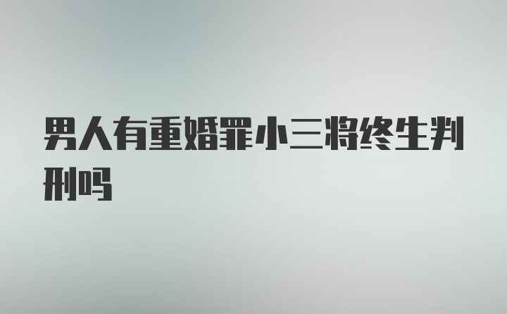 男人有重婚罪小三将终生判刑吗