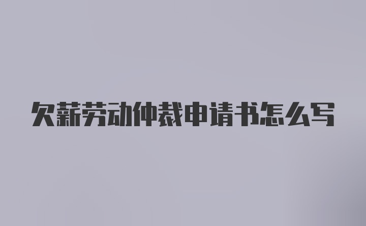 欠薪劳动仲裁申请书怎么写