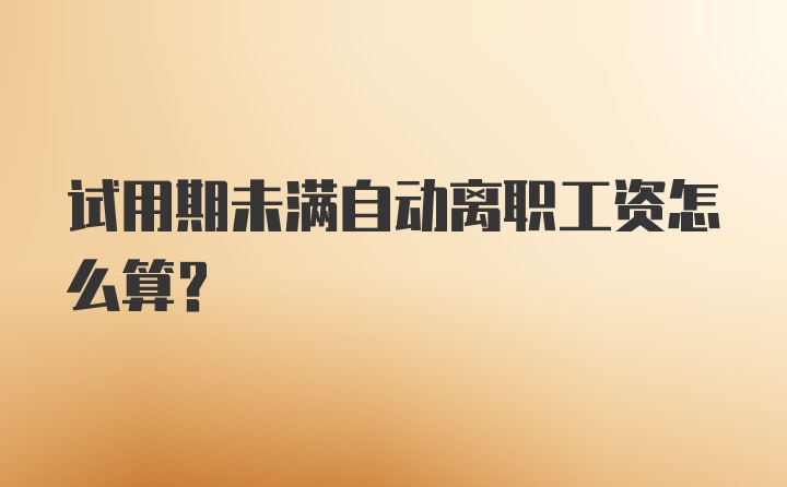 试用期未满自动离职工资怎么算？