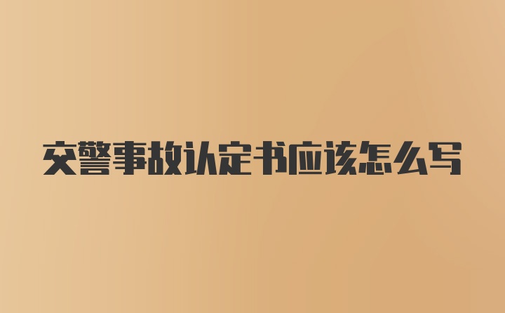 交警事故认定书应该怎么写