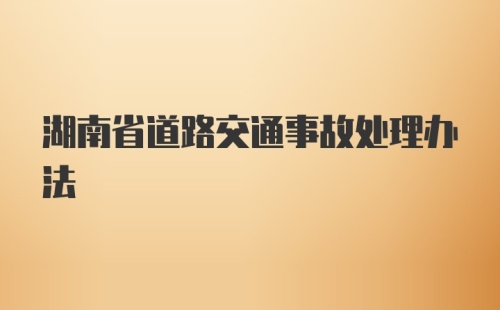 湖南省道路交通事故处理办法