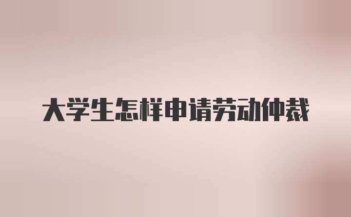 大学生怎样申请劳动仲裁