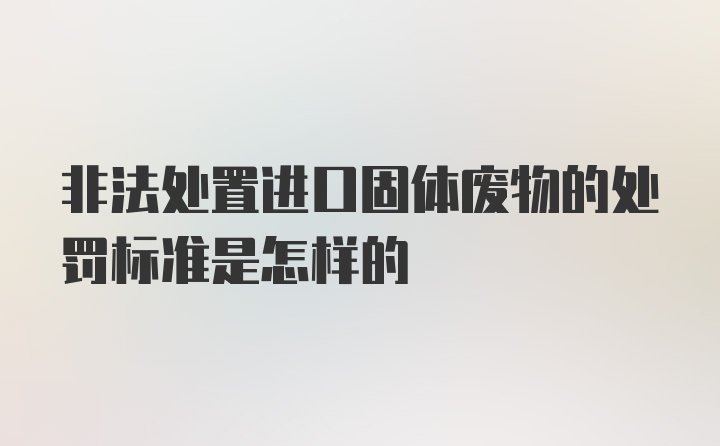 非法处置进口固体废物的处罚标准是怎样的