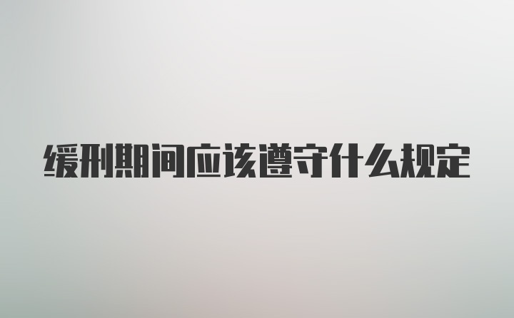 缓刑期间应该遵守什么规定