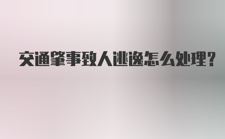 交通肇事致人逃逸怎么处理?