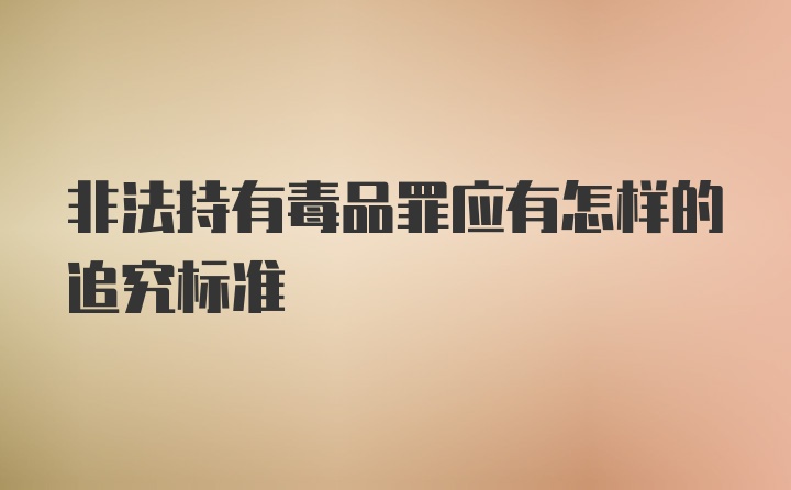 非法持有毒品罪应有怎样的追究标准