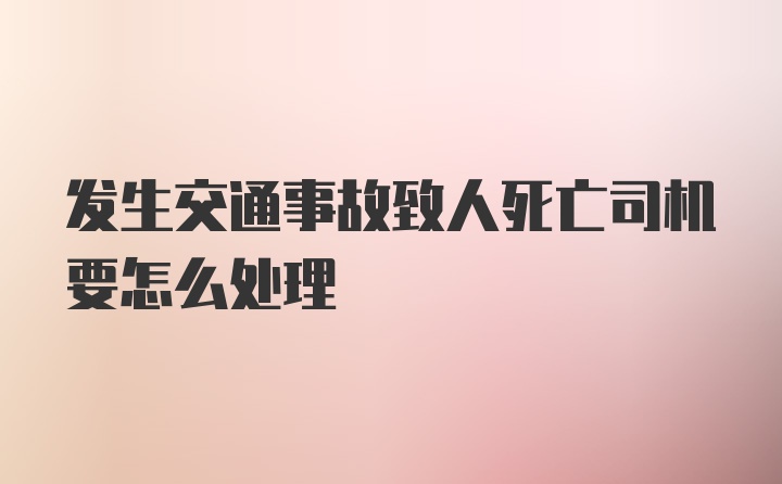 发生交通事故致人死亡司机要怎么处理