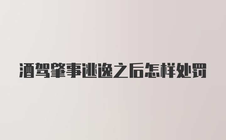 酒驾肇事逃逸之后怎样处罚