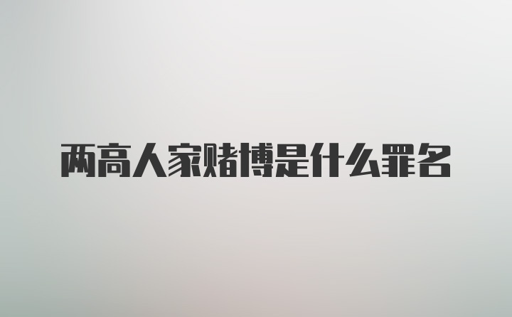 两高人家赌博是什么罪名