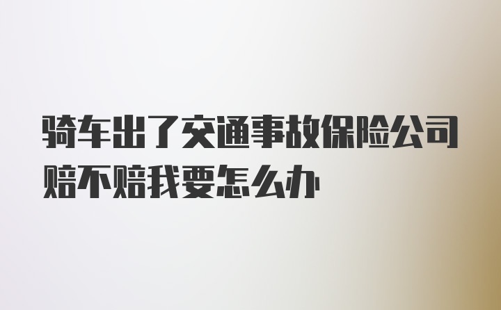 骑车出了交通事故保险公司赔不赔我要怎么办