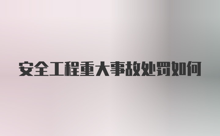 安全工程重大事故处罚如何