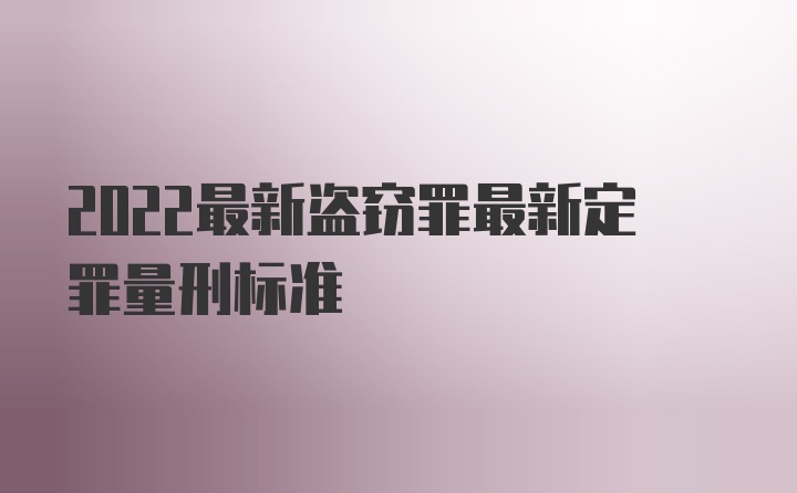 2022最新盗窃罪最新定罪量刑标准