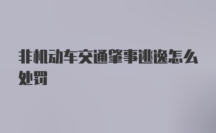 非机动车交通肇事逃逸怎么处罚