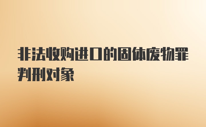 非法收购进口的固体废物罪判刑对象