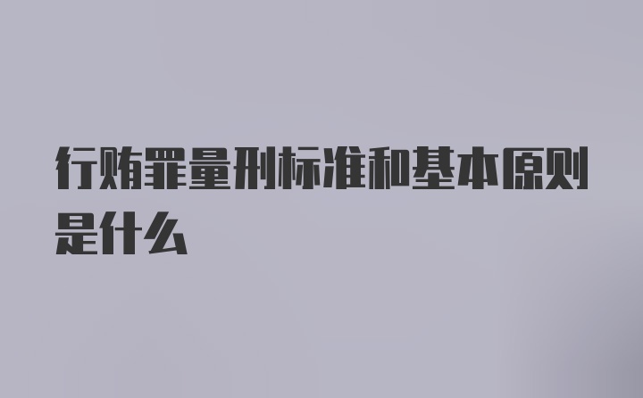 行贿罪量刑标准和基本原则是什么