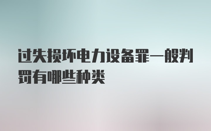 过失损坏电力设备罪一般判罚有哪些种类