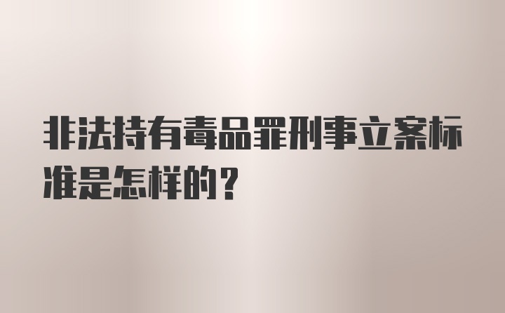 非法持有毒品罪刑事立案标准是怎样的？