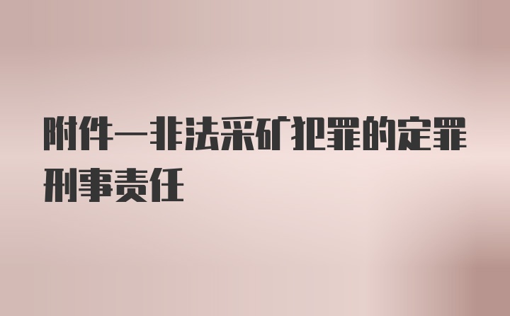 附件一非法采矿犯罪的定罪刑事责任