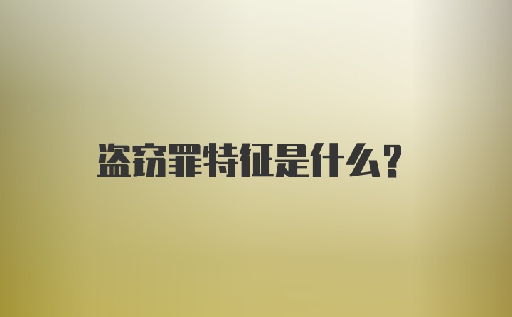 盗窃罪特征是什么？