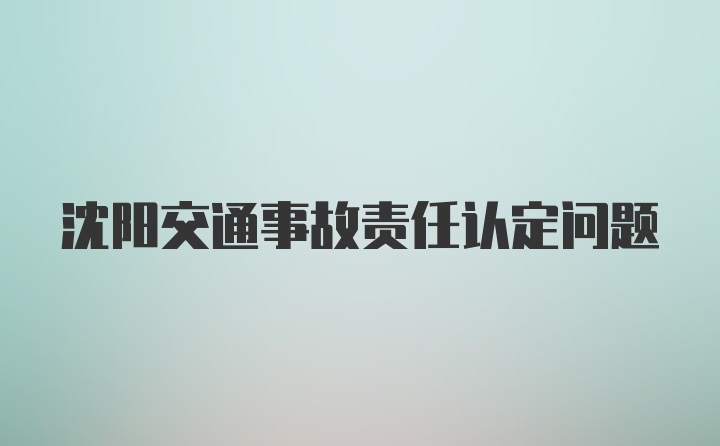 沈阳交通事故责任认定问题