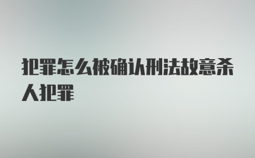 犯罪怎么被确认刑法故意杀人犯罪