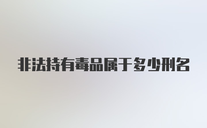 非法持有毒品属于多少刑名