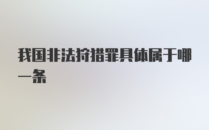 我国非法狩猎罪具体属于哪一条