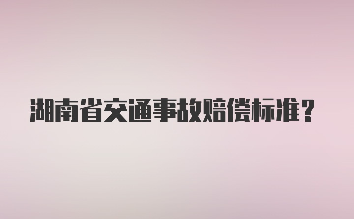 湖南省交通事故赔偿标准？