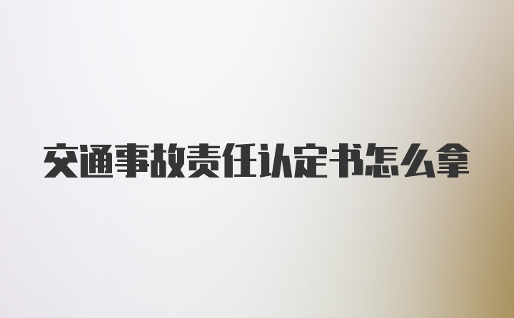 交通事故责任认定书怎么拿