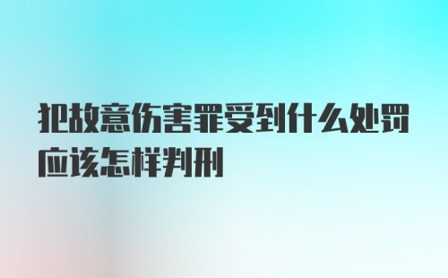 犯故意伤害罪受到什么处罚应该怎样判刑