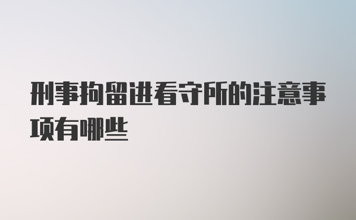 刑事拘留进看守所的注意事项有哪些