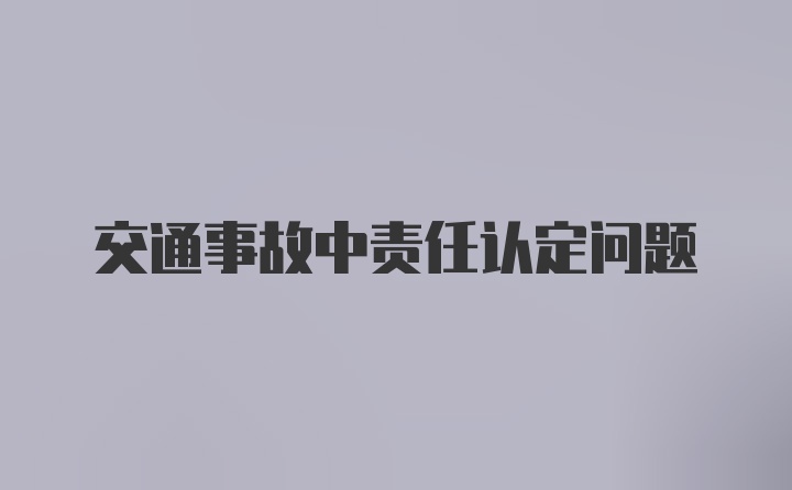 交通事故中责任认定问题