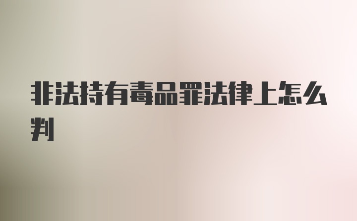 非法持有毒品罪法律上怎么判