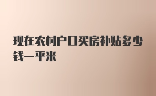 现在农村户口买房补贴多少钱一平米