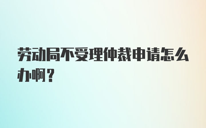 劳动局不受理仲裁申请怎么办啊？