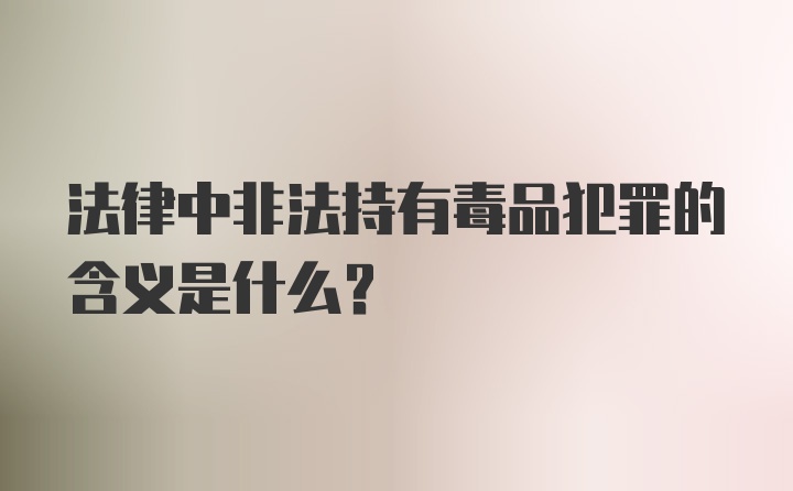 法律中非法持有毒品犯罪的含义是什么？