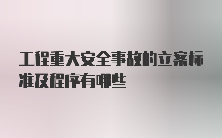 工程重大安全事故的立案标准及程序有哪些