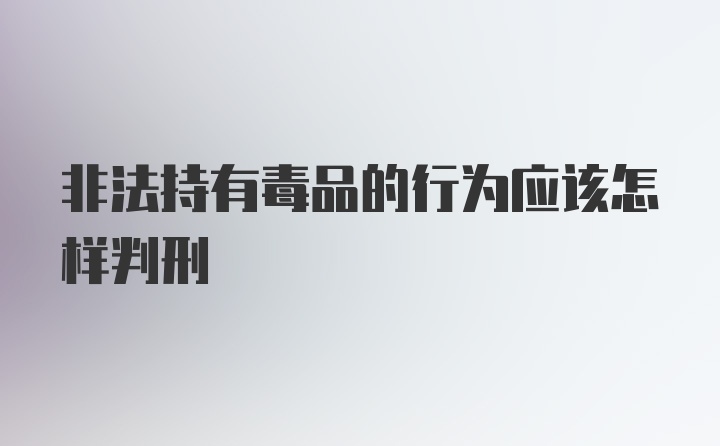 非法持有毒品的行为应该怎样判刑