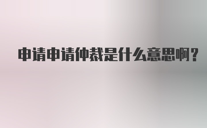 申请申请仲裁是什么意思啊？